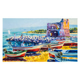 Athos Faccincani - Le Barche dei Pescatori sull'Isola - Olio su Tela