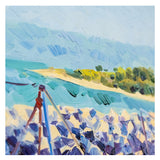 Athos Faccincani - Le Barche dei Pescatori sull'Isola - Olio su Tela