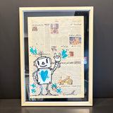 MASSIMO SIRELLI - ROBOT LOVE CAIRO - ACRILICO SU QUOTIDIANO