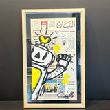 MASSIMO SIRELLI - ROBOT LOVE DUBAI - ACRILICO SU QUOTIDIANO