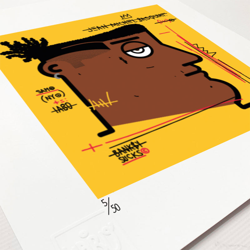 IABO - Banksy Sucks (Jean Michel Basquiat - Portrait) Yellow version