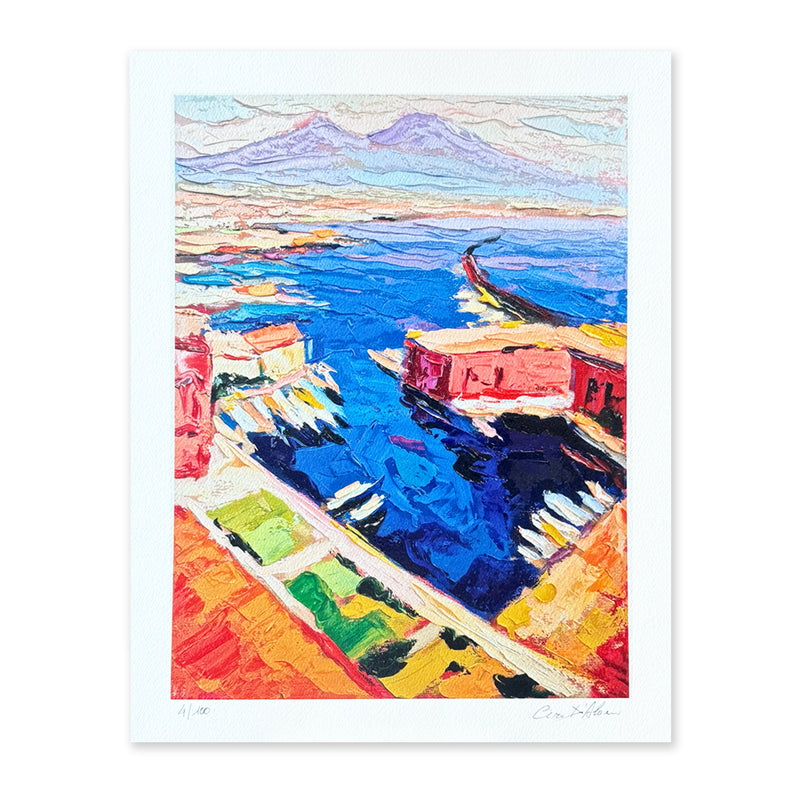 CIRO D'ALESSIO - VEDUTA DI NAPOLI - STAMPA MATERICA