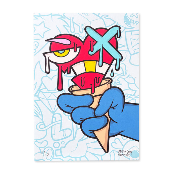 Aleandro Roncarà - Freeze Love -  Serigrafia su cartoncino