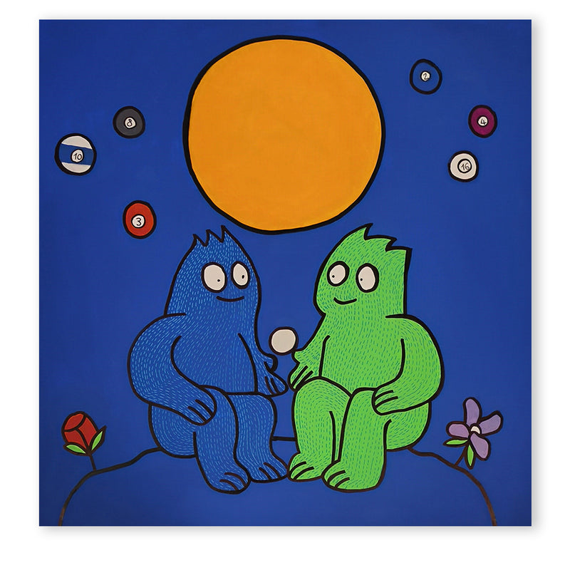 LUIGI MASSA - La luna è una palla e il cielo un biliardo - ACRILICO SU TELA