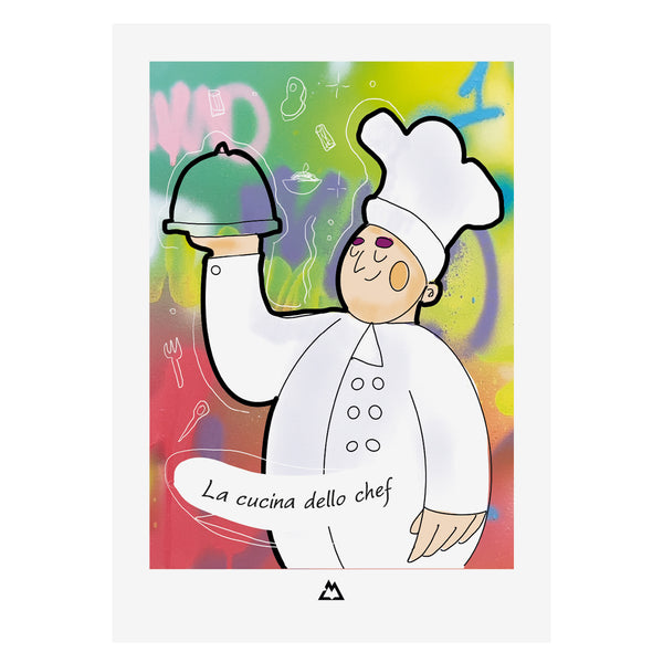 Luigi Massa - La Cucina dello Chef - Opera Digitale su Cartoncino