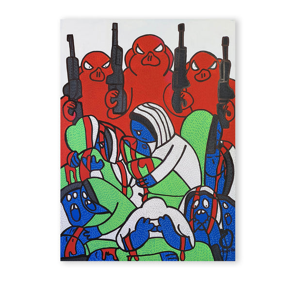 LUIGI MASSA - PORCI ROSSI - ACRILICO SU TELA