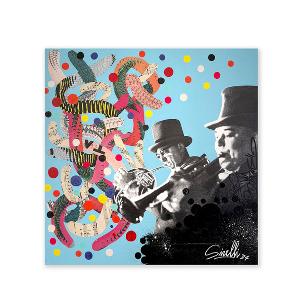 MASSIMO SIRELLI - MUSICIENS - COLLAGE SU TELA