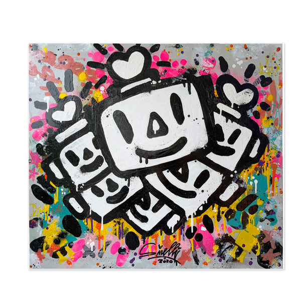 MASSIMO SIRELLI - ROBOT LOVE - MIXED MEDIA SU LAMIERA