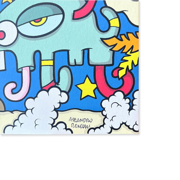 Aleandro Roncarà - O'Vesuvio! - Serigrafia su cartoncino pesante