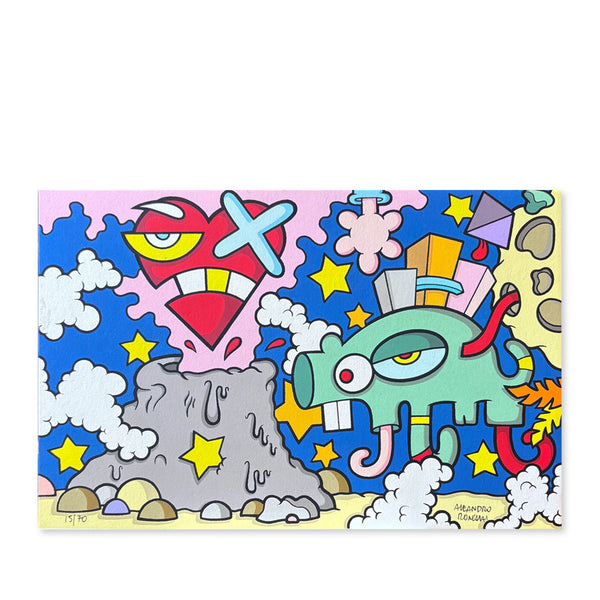 Aleandro Roncarà - O'Vesuvio! - Serigrafia su cartoncino pesante